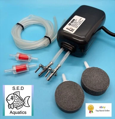 LUBY Aquarium Air Pump twin outlet Ultra compact pump Fish tank oxygen Air bubble