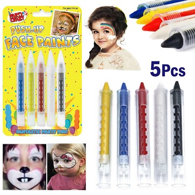 5 Stück Gesichtsmalstifte Push up Stifte, Weihnachten Party Schmink Farben Kinder Geschenk