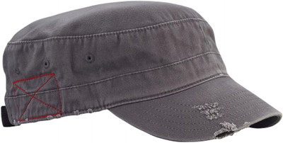 Mega Cap Cotton Distressed Washed Cadet Cap (Grey)