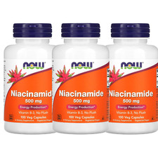 NOW Foods 3 PACKS Niacinamide 500 mg 100 Caps