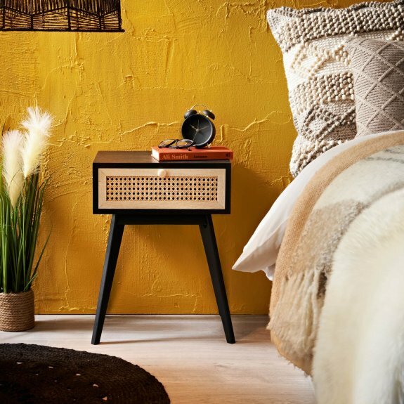 Urban Paradise Bedside Table Vintage Cane Wooden Side Table eBay