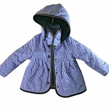 London Fog Baby Toddlers Girls Size 12 M Quilted Coat Purple Rose Hooded Jacket