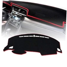 PG TOPONE Custom Fit Dashboard Black Center Console Cover Dash Mat Red
