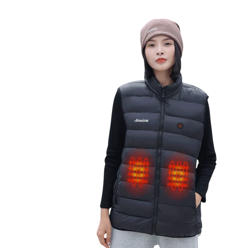 Heated Down Vest Unisex USB Electric Warm Jacket Winter Body Warmer 3 Heat Level