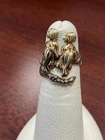 VTG Sterling Silver (gold tone) Gemini Twins Ring, Sz 6, stp sterling, Free Ship
