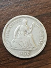 1872 S Mint Mark Below Bow Seated Liberty Silver Half Dime H10C