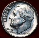 1964 Roosevelt Dime Silver Uncirculated Uncertified US Coin Choice BU