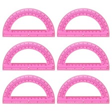 Plastic Protractor, 6 Pack Protractors 6 Inch 180 Degrees Geometry Tool, Red