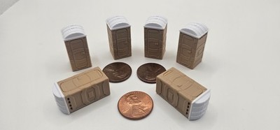 6) HO Scale Portable Toilets + Multi-Scale Options 3D Printed Porta Potty Lot