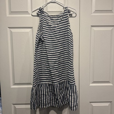 Francesca Bettini 100% Linen Striped Midi Dress Made in Italy Women s Size M