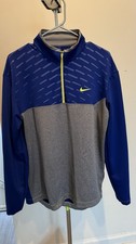 Nike Golf Quarter Zip Pullover Mens Size M Fleece Lined blue/volt