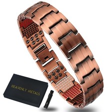 Men s Copper Magnetic Bracelet Hematite, Germanium, FIR, Adjustable