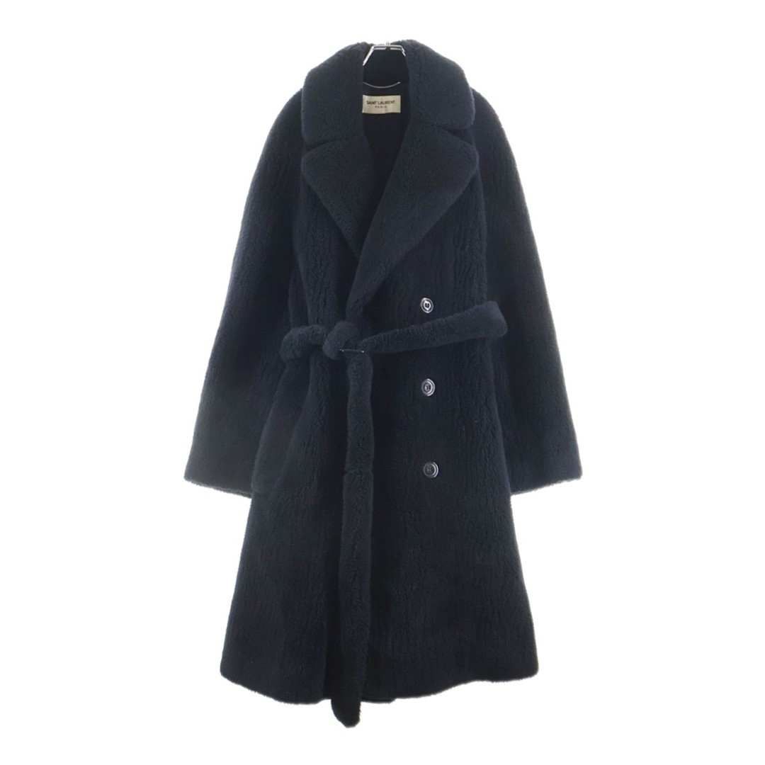 SAINT LAURENT PARIS 21AW Oversize Double Breasted Fur Coat Black 656791 Used cd5