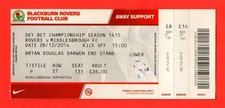 2014/15 BLACKBURN ROVERS 0-0 MIDDLESBROUGH CHAMPIONSHIP 28.12.14 ATT. 22,304 VGC