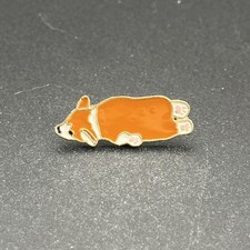 Cute Corgi Dog Laying On Stomach Lapel Hat Pin
