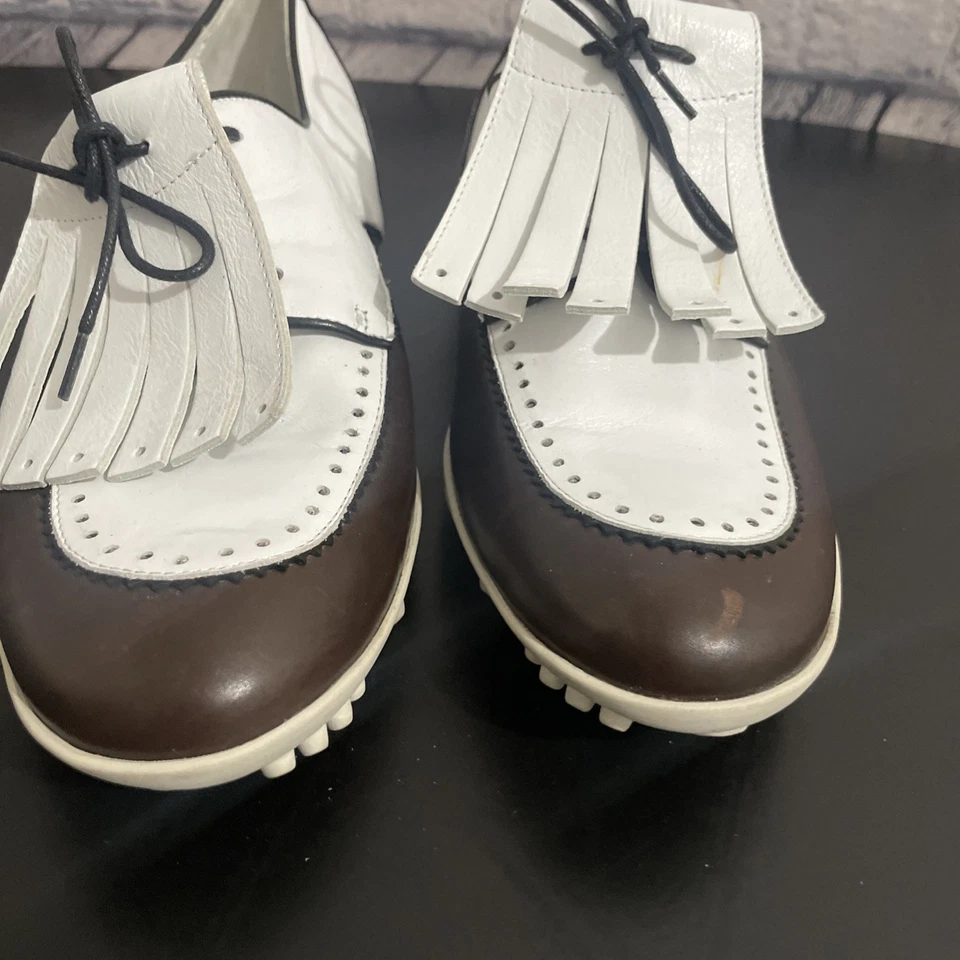 Walter Genuin Mujer Zapatos de Golf Talla 40 Eu Italia Punta de Ala Estilo Marrón Y Blanco Foto 2 de 4