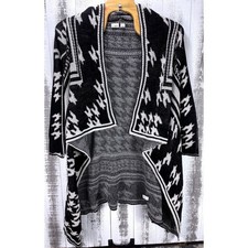 Cato Women's XL Black White Houndstooth Open Front Cardigan Sweater Acrylic
