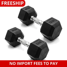 CAP Barbell, 25lb Coated Rubber Hex Dumbbell, Pair