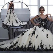 Classic white black lace wedding dress wedding dress 32-60 straps tattoo