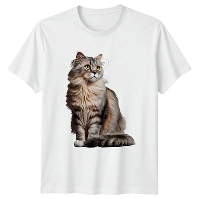 Elegantes flauschiges T-Shirt Katze Aquarell Design Katzenliebhaber Haustiere Tiere Geburtstag