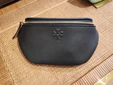 Latest New Tory Burch Thea Black Pebbled Leather Belt Bag 165917