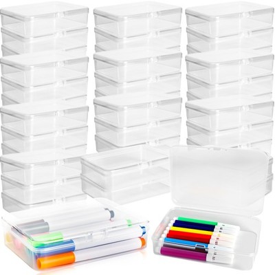 36 Pcs Plastic Crayon Boxes Clear Crayons Holder with Snap Lid Stackable Orga...