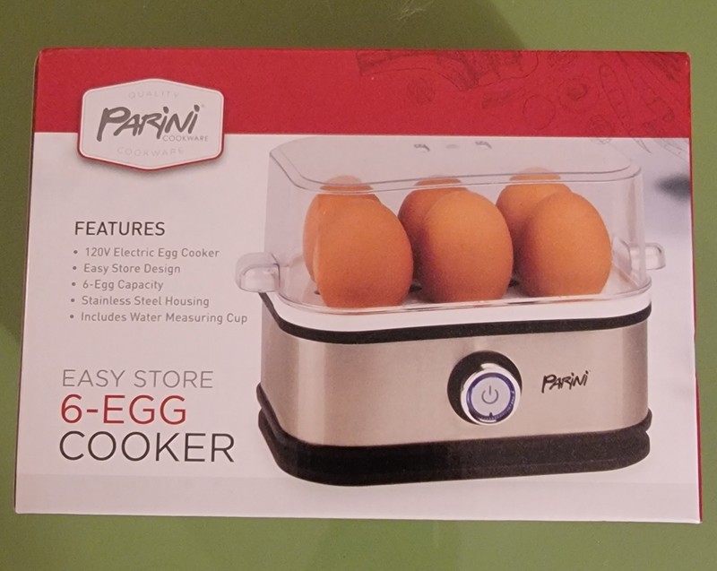 Parini Easy Store 6-Egg Electric Egg Cooker, 120V Stainless Steel, Easy Store