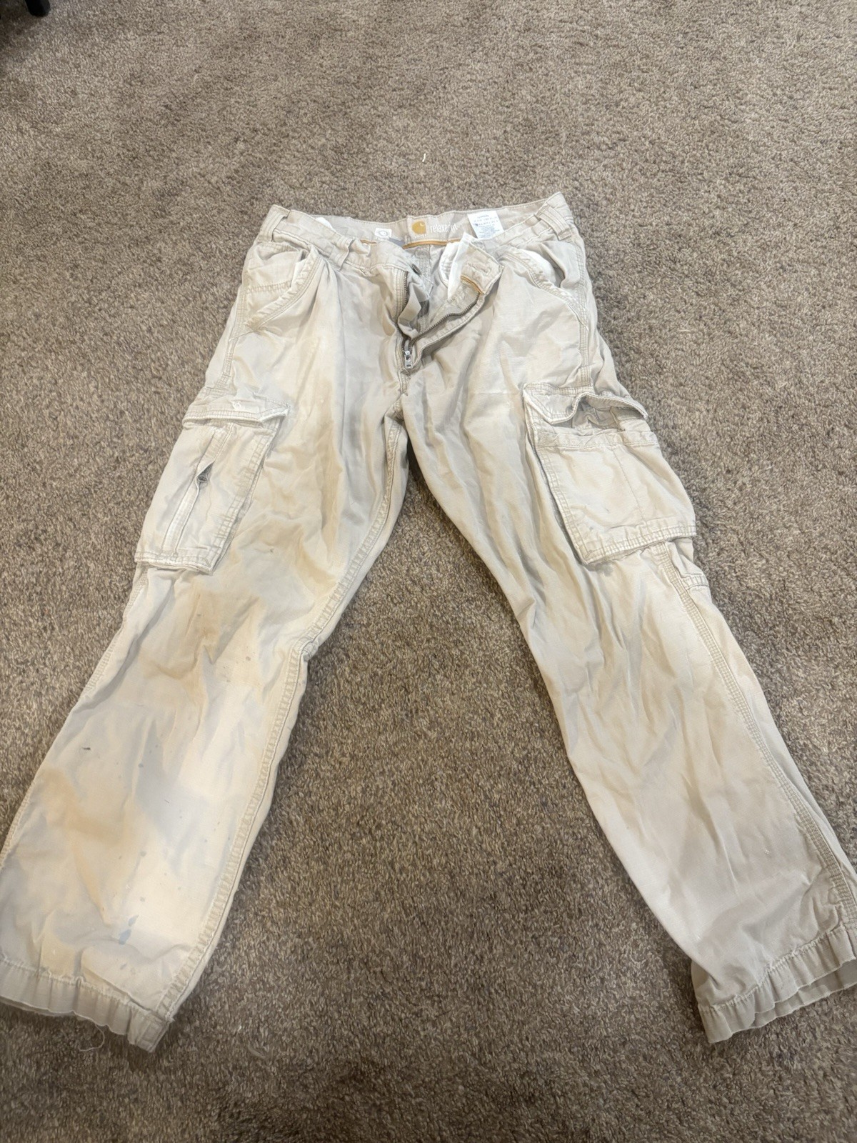 Carhartt Force Cargo Pants for Men 34x30 Gray Relaxed Fit Ripstop Workwear Outdoor Durable