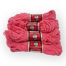 AUNT LYDIAS Vintage Heavy Rug Yarn Poly Pink 7 Skeins Rayon Cotton 70 Yds Ea NEW