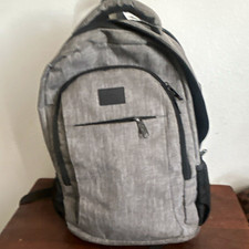 Gray  Black Solid Backpack Bag, Two-Tone Gray Black Backpack