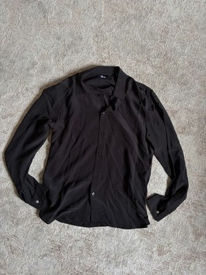 The Kooples 100% Silk Black Button Down Shirt | Edgy Minimalist Rocker Chic Long