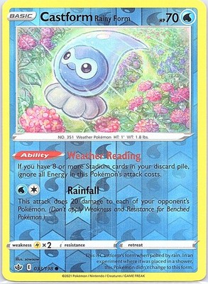 Castform Rainy Form 033/198 Chilling Reign Reverse Holo
