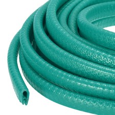 Green 19.7 ft x 10mm x 7mm Rubber Edge Trim Guard with Metal Clips