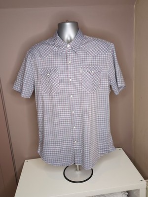 Levis Pearl Snap Button Up Western Hemd Herren Langarm Grau Kariert Größe L