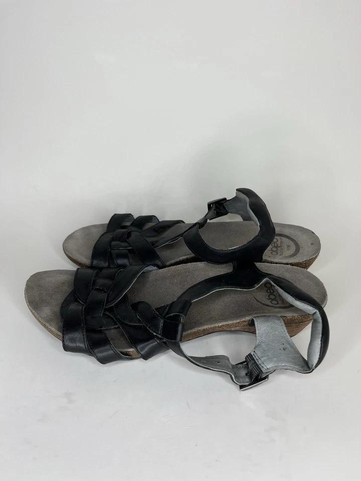 abeo bio system sandals Ankle Strap Heels Women Size 8 Black Leather Buckle  - Image 3 of 4