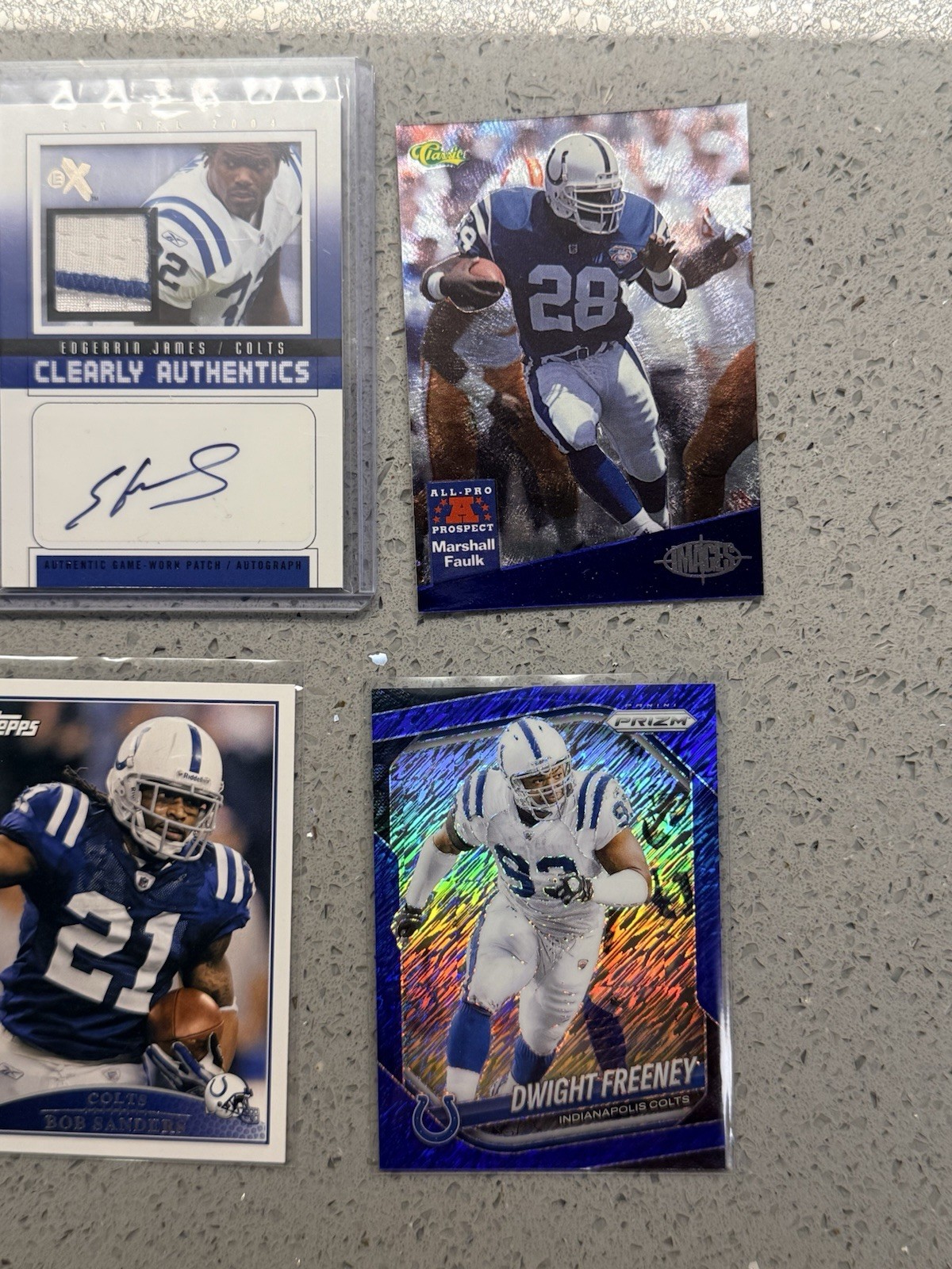 Indianapolis Colts Lot Of 6, PSA GAME WORN PATCH SHIMMER Faulk, Sanders James view 5