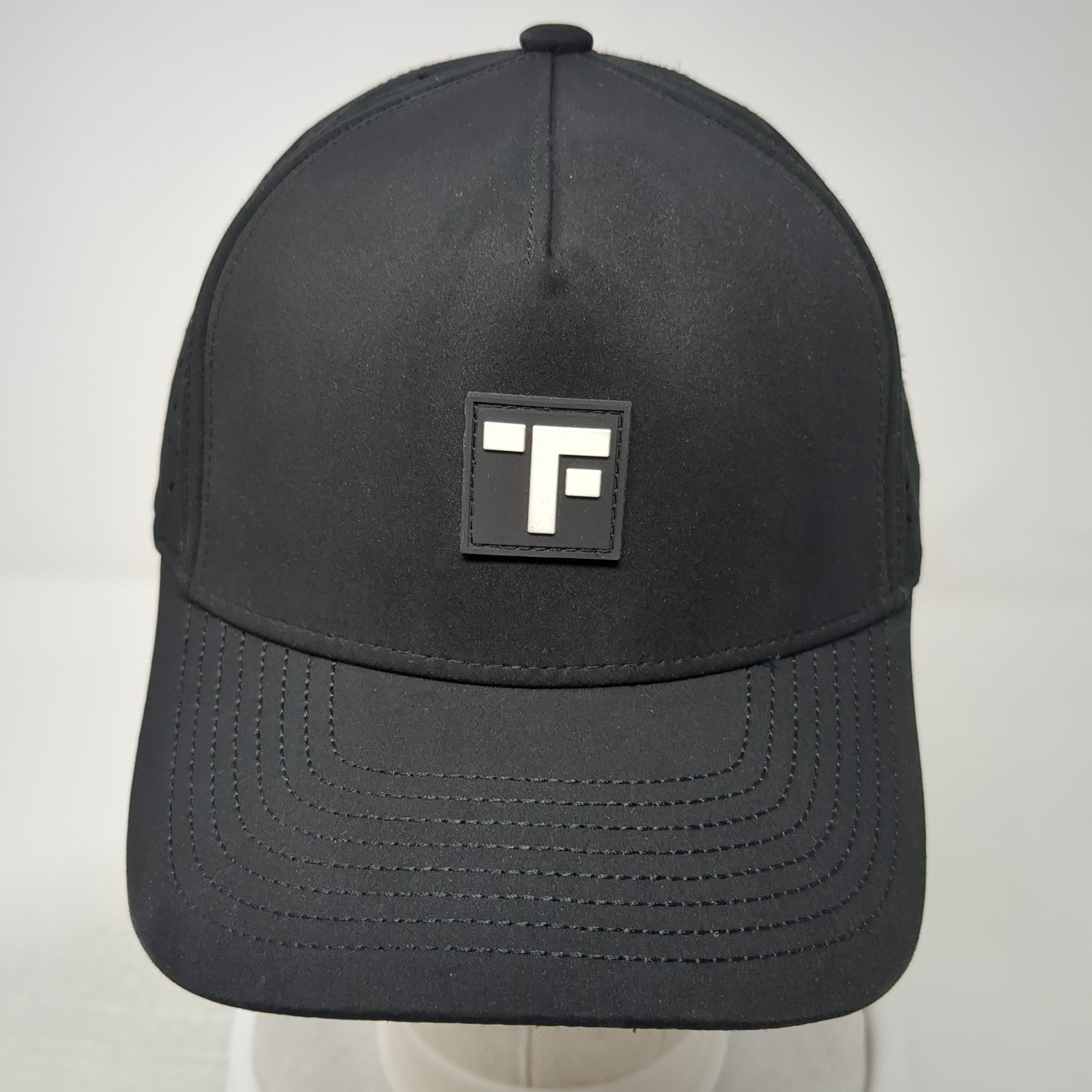F Logo Patch Snapback Hat Solid Black One Size Ad… - image 2