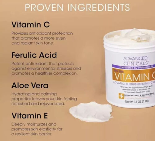 Advanced Clinicals, Vitamin C Advanced Brightening Cream, 16 oz (454 g) - 2-PACK - Picture 3 of 5