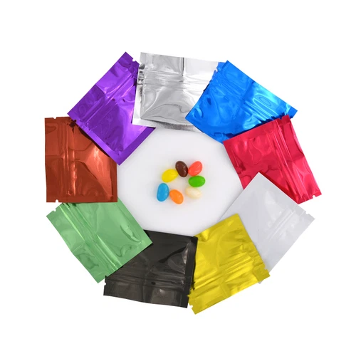 100 pcs Colorful Foil Zip lock Pouches Food Storage Zipper Bags Smell Proof Bags - Picture 3 of 22