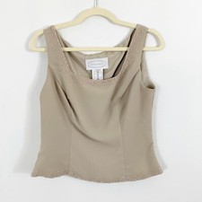 NEW Alfred Angelo Women's Beige Beaded Blouse Shell Sz 12 Formal Style 6355 Cafe