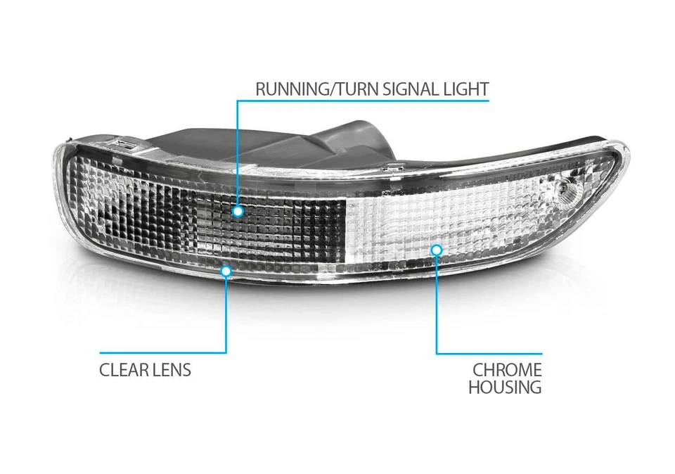 适用于 1993 - 1997 年丰田卡罗拉前保险杠灯透明镀铬左 + 右套装 — 第 3/4 张图片