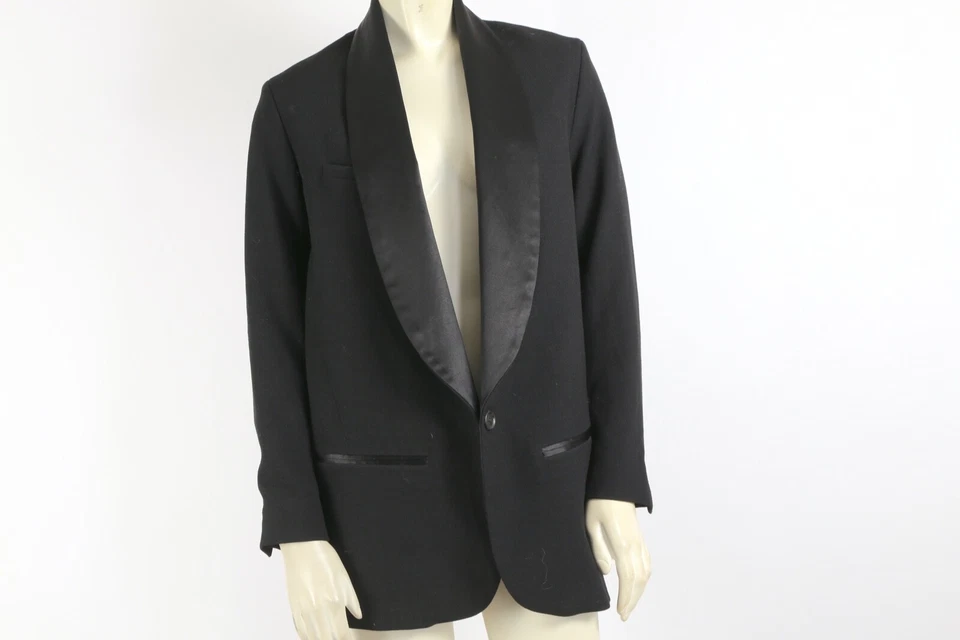 ISABEL MARANT H&M Pour  Wool Satin Collared Tuxedo Blazer Jacket Size 4 - Image 4 of 4