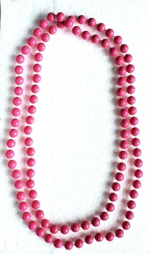 Fashion Necklace Strand Pink Long Knotted Faux Pearl String Long 24" Trendy - Picture 6 of 7