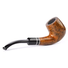 Smooth Briar Tobacco Smoking Pipe 9mm Acrylic Curved Saddle Stem Wooden Pipe