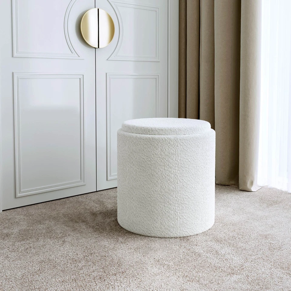 Hailey Ivory Bouclé Storage Stool for Bedroom Living room Home decoration - Image 2 of 4