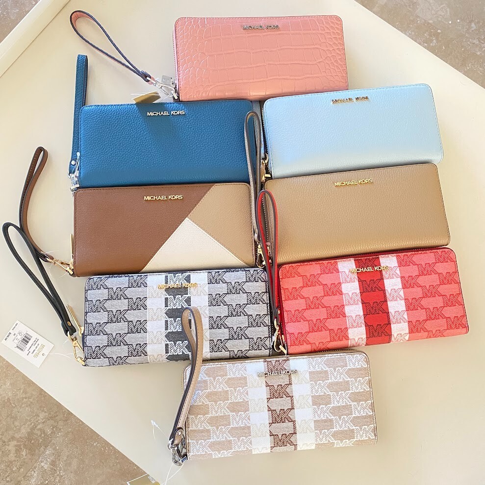 NWT MICHAEL KORS JET SET LG TRAVEL CONTINENTAL WALLET LEATHER