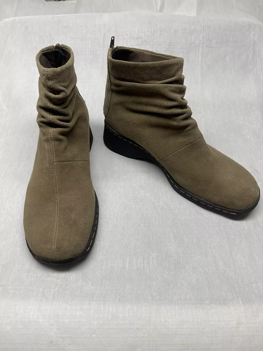 GH Bass Gila Women s Brown Suede Leather Ankle Boots Rear Zip 1.5 Heel Size 10M