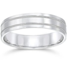Double Milgrain Engagement Band For Men's In 10K White Gold
