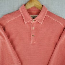 TOMMY BAHAMA Size Medium Mens Silk/Cotton Red Clay Polo Shirt Short Sleeve Golf