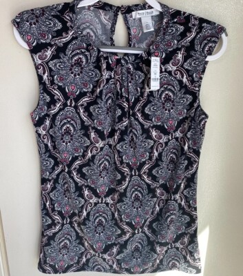White House Black Market Floral Sleeveless Blouse Size Small, NWT $49.50 Retail